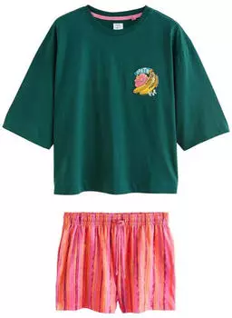Next Fashion Shorty 2-teilig Regular Fit gelb/dunkelgrün/hummer/hellpink