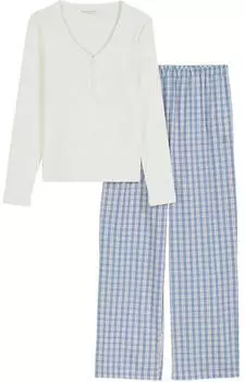 Marc O'Polo M-Line Pyjama Hose (269390) hellblau/wollweiß