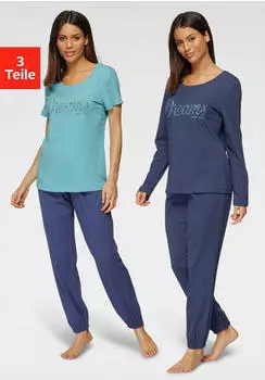 Vivance Dreams Pyjama mit Frontschriftzug (56492550) blau/dunkelblau