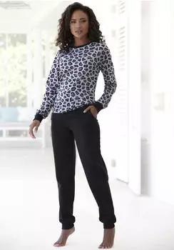 Lascana Pyjama hellbraun/weiß