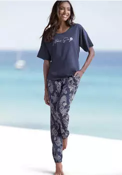 Vivance Dreams Dreams Pyjama dunkelblau gemustert