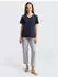 Tom Tailor Kurzarm Pyjama mit Muster V-Ausschnitt (60414/6061) blau