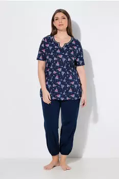 Ulla Popken Pyjama (847618) nachtblau/blau/rot/weiß