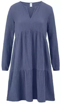 hessnatur Musselin Nachthemd Relaxed aus reiner Bio-Baumwolle (HSN572485936) indigo blau