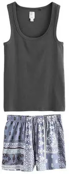 Next Fashion Pyjama Schlafanzug mit Trägertop + Shorts (W1978113) taubenblau/anthrazit/aubergine/weiß
