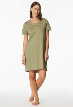Schiesser Casual Essentials Nachthemd mit Statement-Print (181252) gr&uuml;n