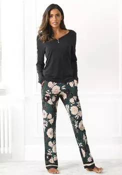 s.Oliver Pyjama (60452353) schwarz/dunkelgr&uuml;n