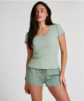 Hunkem&ouml;ller Pyjama Top Rib Crew Neck (70758465) pastellgr&uuml;n
