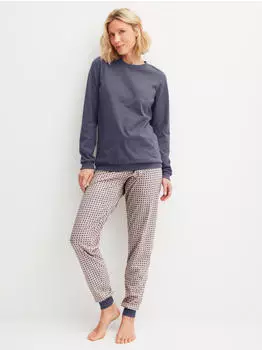 Calida Blooming Nights Langer Pyjama (46556) blau