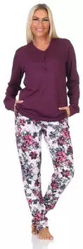 Normann Langarm-Pyjama mit floralem Design (222 201 90 620) lila
