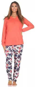 Normann Langarm-Pyjama mit floralem Design (222 201 90 620) koralle