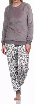 Normann Pyjama Langarm Schlafanzug aus Coral Fleece (22220197954) braun