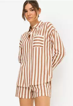 Lascana LSCN Shorty Oversize gestreift (59891756) braun/ros&eacute;gold
