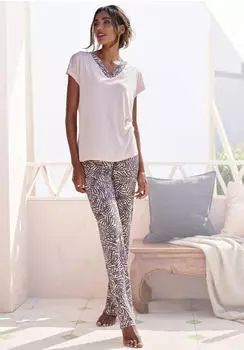 Lascana Pyjama mit Spitzenbesatz (88673052) rosa anthrazit gemustert