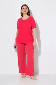 Ulla Popken Pyjama Tunika-Ausschnitt fuchsia