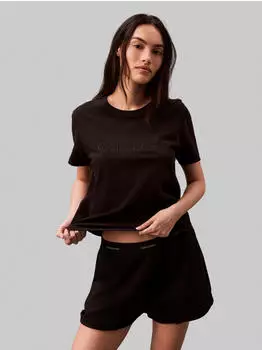 Calvin Klein 000QS7328E Kurzarm Pyjama T-Shirt schwarz