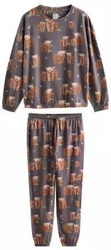 Next Fashion Pyjama braun/schlammfarben/grün
