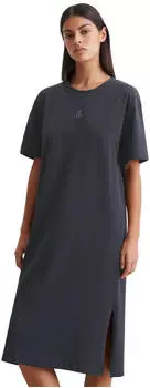 Marc O'Polo Nachthemd Heavy Jersey-Woven mit hohen Seitennaht-Schlitzen (11575625) dark navy
