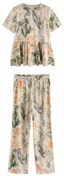 Next Fashion Kew Pyjama grün/orange/pastellpink
