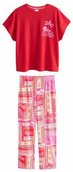 Next Fashion Damen Pyjama Loose Fit 2-teilig (W6345607) red palm