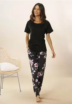 Vivance Dreams Pyjama Set mit Blumendruck (17762922) schwarz/mischfarben