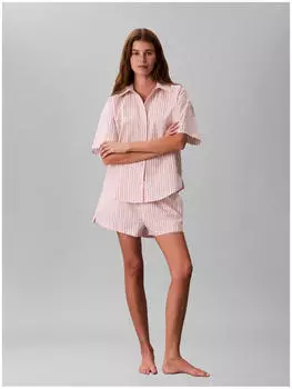 Calvin Klein Cotton Poplin Schlafanzug-Oberteil mit Knopfleiste (LV00QS7652UJS) aurora stripe