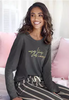 Lascana Sleep Shirt anthrazit/gold