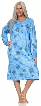 Normann Damen Langarm Nachthemd Cuddle Interlock (225 210 96 105) blau