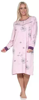 Normann Damen Langarm Nachthemd Cuddle Interlock (22521096105) rosa