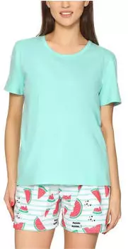 Merry Style MS10-177 Damen Kurzer Zweiteiliger Pyjama aus Baumwolle (B088M1HYDY) minze/wassermelone