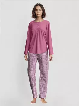 Calida Cotton Stripes Pyjama Single-Jersey 3/4-L&auml;nge (40741) red violet