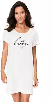 s.Oliver Schlafshirt mit Herzmotiven (12428648) schwarz gemustert