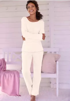 Vivance Dreams Pyjama Set 2-teilig mit Babylock Saum (32781217) apricot
