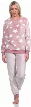 Normann Langarm Pyjama Sternenprint Coral Fleece (222 201 97 961) rosa