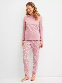 Calida Cotton Stripes Pyjama Single-Jersey 3/4-Länge (48491) lilas