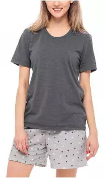 Merry Style MS10-177 Damen Kurzer Zweiteiliger Pyjama aus Baumwolle dunkelmelange/grau