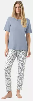 Mey Wild Violets Pyjama Set 2-teilig blau