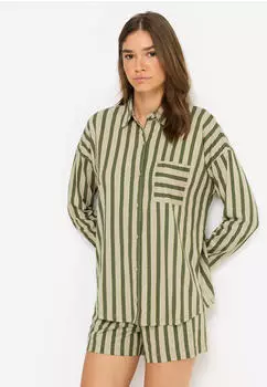 Lascana LSCN Shorty Oversize gestreift dunkelgrün/gold