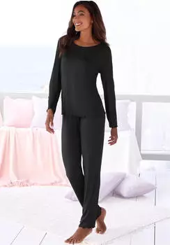 Vivance Dreams Pyjama Set 2-teilig mit Babylock-Saum (62576156) schwarz