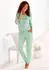 Vivance Dreams Pyjama mit Frontschriftzug jade-gemustert