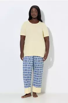 Ulla Popken Pyjama Paisleymuster gelb/hellgelb