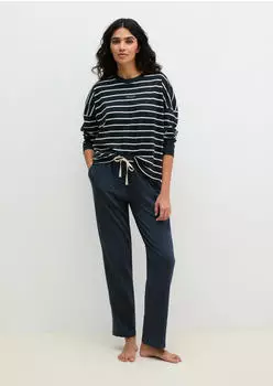 Marc O'Polo Mix N Match Cotton Pyjama Set Long (289020) schwarz navy gestreift/dunkelblau/ecru