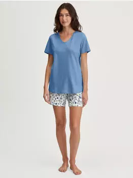 Calida Graphic Nights Kurz-Pyjama (11833511) riviera blue