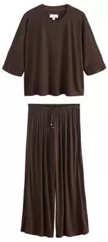 Next Fashion Damen Pyjama Lockere Passform 2-teilig (G1915214) schoko