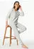 Schiesser Schlafanzug lang Ringel Leggings Casual Essentials (181968) silbergrau-mel.