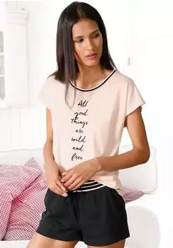 s.Oliver Shorty Set 2-teilig mit gestreiften B&uuml;ndchen und Schriftprint (39660015) ros&eacute;/schwarz