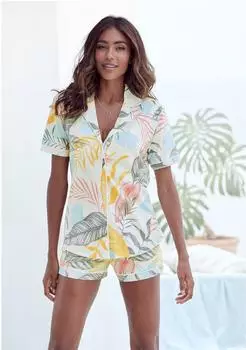 Vivance Dreams Shorty mit floralem Print (85595528) hellblau/curry/dunkelgr&uuml;n/altrosa/offwhite