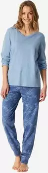 Schiesser Long Pyjama Set Oversized hellblau