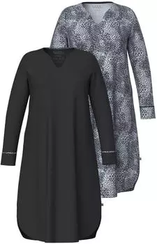 Ulla Popken Bigshirts 2-Pack Palmes Spring Langarm (834322) schwarz