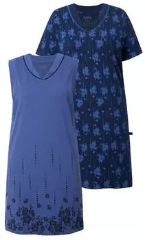 Ulla Popken Bigshirts 2er Pack blau/hellblau